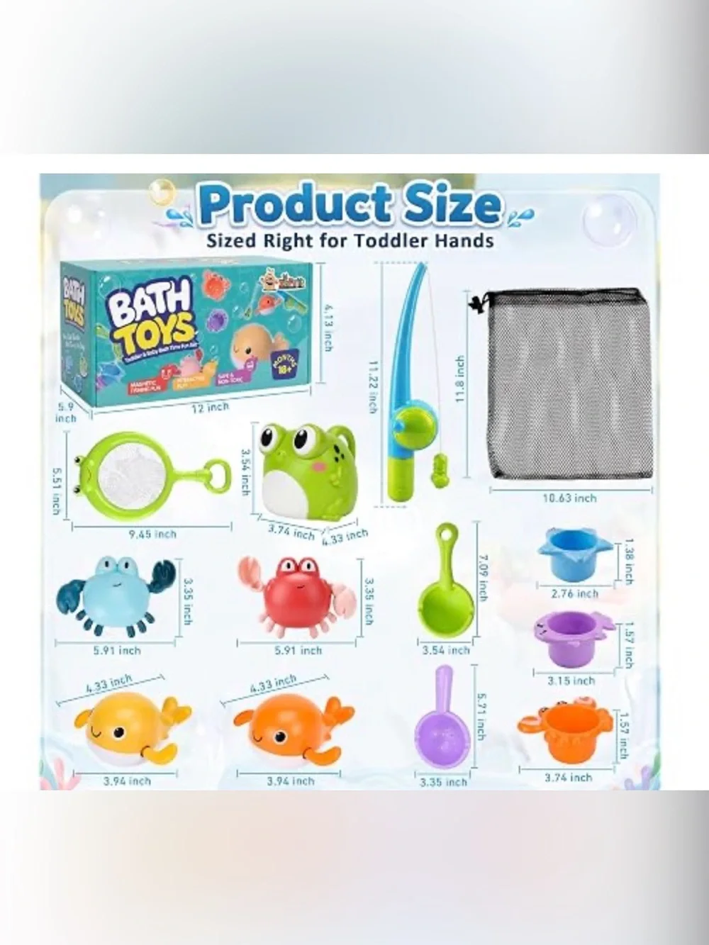 BATH TIME TOYS Magnetic Fishing Pole with Swimming Animals